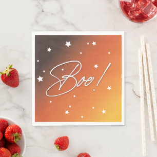 Serviette En Papier Elégant Coucher de soleil orange/Boo blanc ! Fête