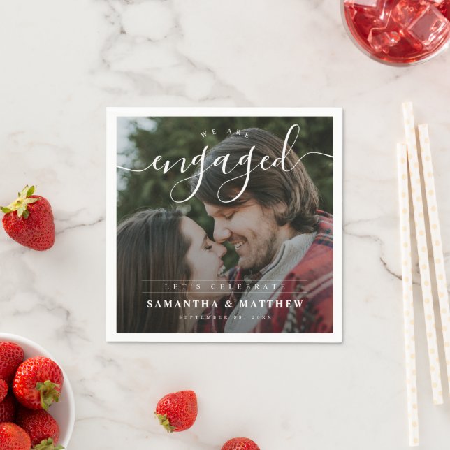 Serviette En Papier Élégant Couple Photo Party (En situation)