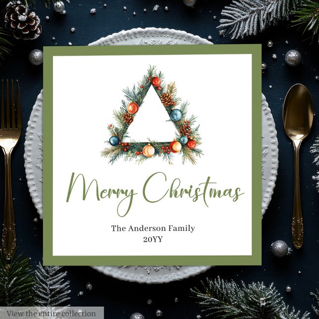 Serviette En Papier Elegant Cozy Boho Scandinavian Pine Wreath Dinner (Elegant Boho Scandinavian Pine Wreath Dinner Napkins)