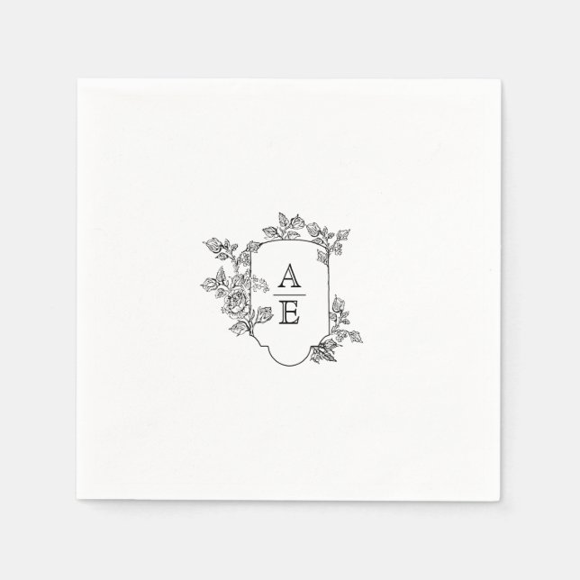 Serviette En Papier Élégant Crest Monogram Mariage Napkin (Devant)