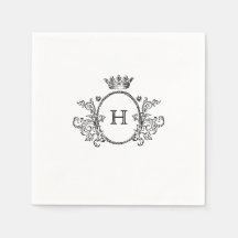 Élégant Crest Monogram Mariage Napkin