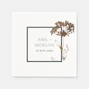 SERVIETTE EN PAPIER ELÉGANT CUIVRE FOIL HYDRANGEA MARIAGE FLORAL NAPK