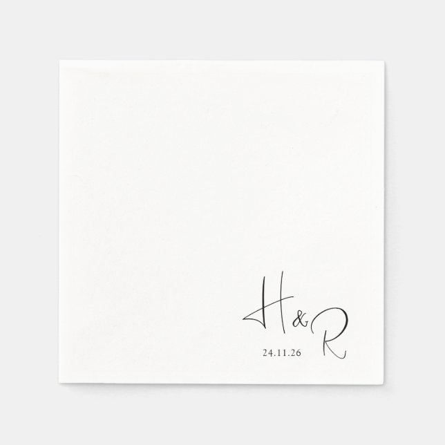 Serviette En Papier Elegant Custom Monogram Wedding Napkins (Devant)