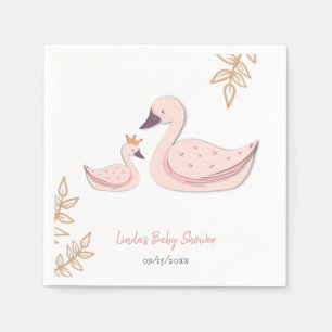 Serviette En Papier Elégant cygne rose avec Baby shower fille Cygnet
