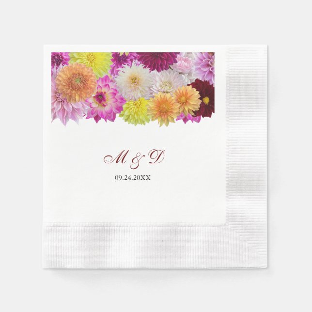 Serviette En Papier Élégant Dahlia Florals Mariages serviettes (Devant)