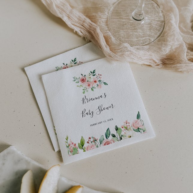 Serviette En Papier Élégant Dainty Baby shower floral d'automne (Créateur téléchargé)