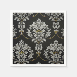 Serviette En Papier Élégant Damas baroque
