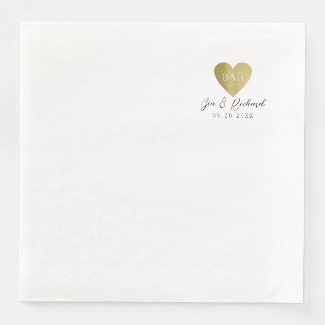 Serviette En Papier Élégant dîner de mariage serviettes avec coeur et  (Devant)