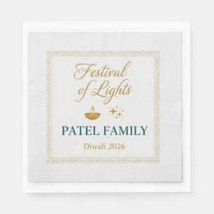 Serviette En Papier Élégant Diya Mandala doré Bon Festival Diwali Pa