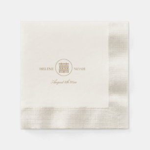 Serviette En Papier Élégant Double Bonheur Moderne Asiatique Mariage O