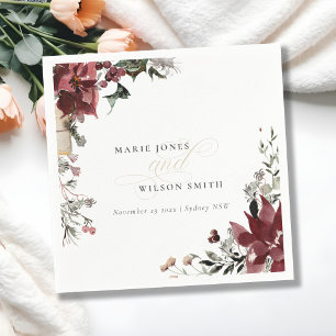 Serviette En Papier Élégant Dusky Chaud Winter Festiage Mariage Foliag