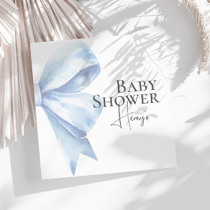 Serviette En Papier Elégant Dusty Blue Bow Aquarelle Baby shower Garço