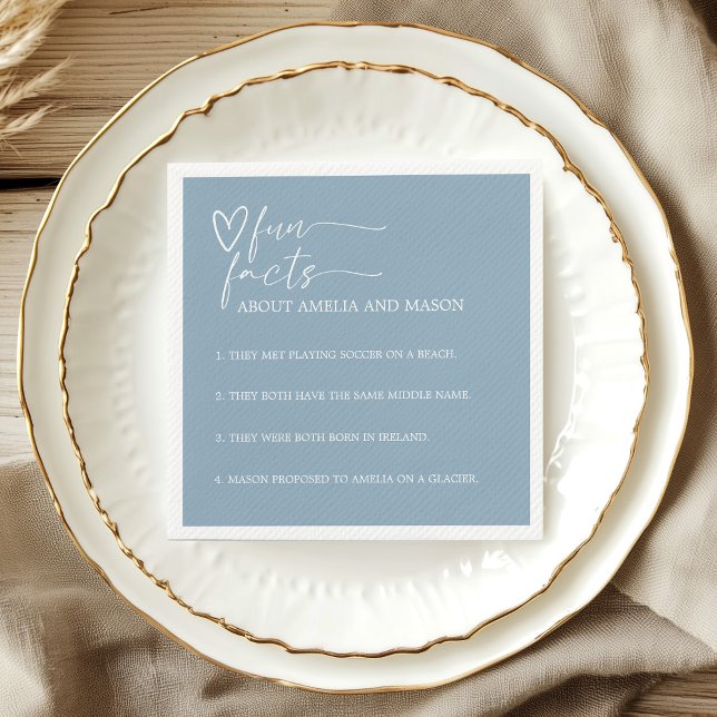 Serviette En Papier Elegant Dusty Blue Fun Facts Wedding (Elegant Dusty Blue Fun Facts Wedding Napkins)