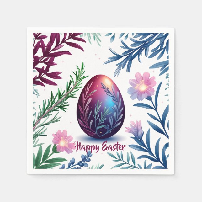Serviette En Papier Elegant Easter Egg Botanical Art (Devant)