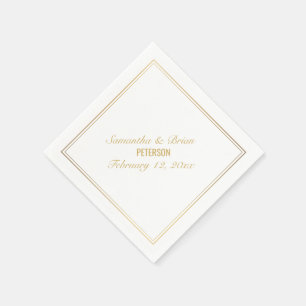 Serviette En Papier Élégant effet or Bride et Groom mariage serviette