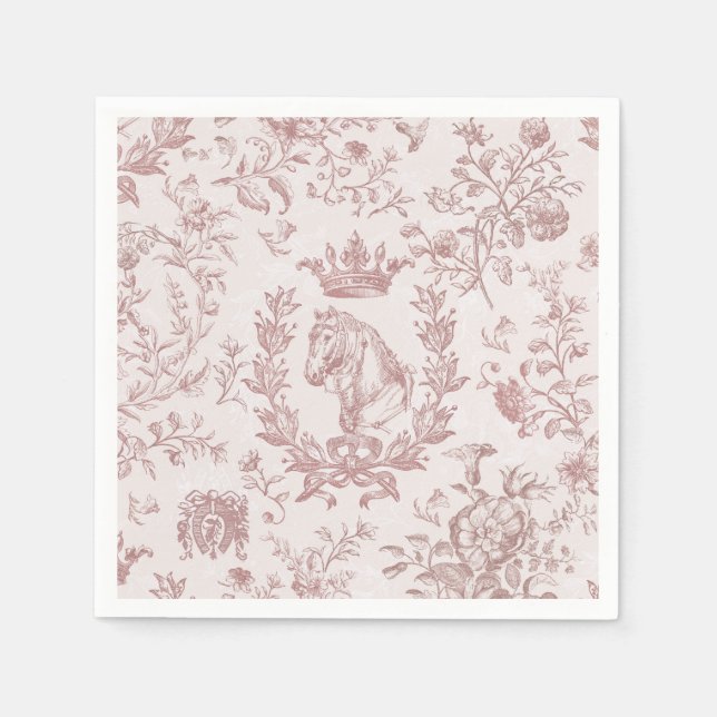 Serviette En Papier Élégant, élégant, Plum Beige Equestre Toile (Devant)