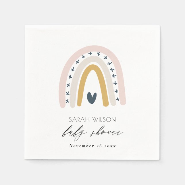 SERVIETTE EN PAPIER ÉLÉGANT ENFANTS BLEU BLUSH RAINBOUR BABY SHOWER CO (Devant)
