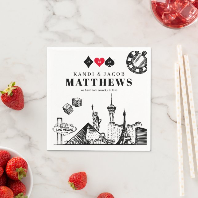 Serviette En Papier Élégant et amusant Las Vegas Mariage (En situation)