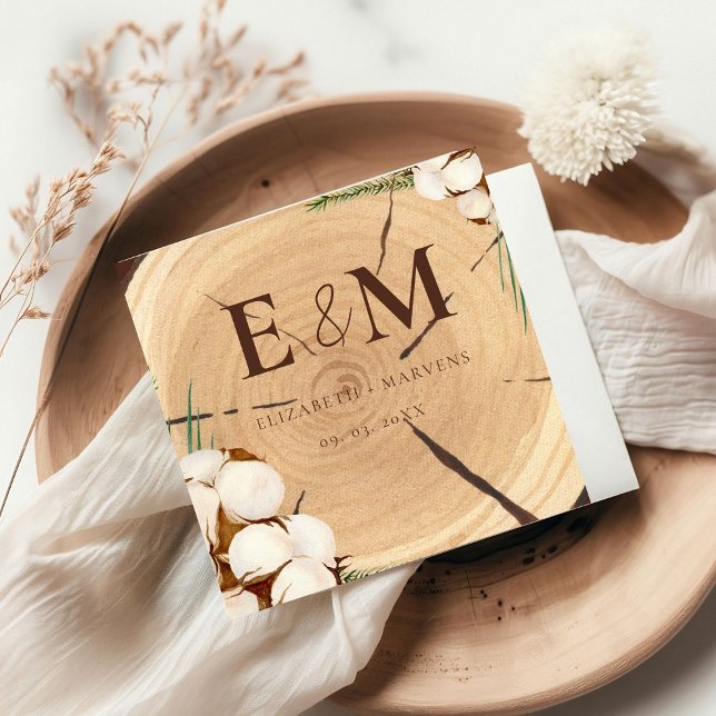 Serviette En Papier Élégant et chic Mariage en bois Merci rustique (Créateur téléchargé)