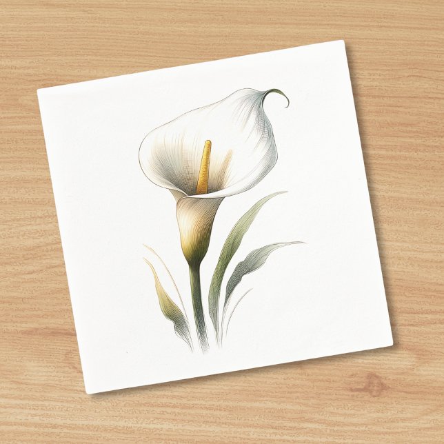 Serviette En Papier Élégant et Moderne Cocktail Chic au Lys de Calla (Créateur téléchargé)