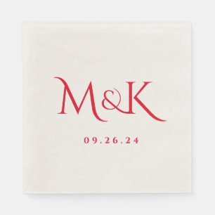 Serviette En Papier Élégant et simple Mariage rouge