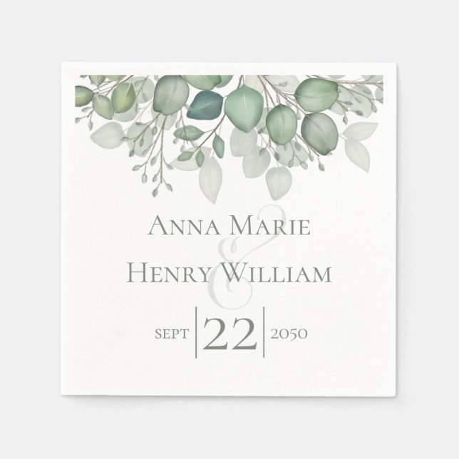 Serviette En Papier Elégant Eucalyptus Feuilles de feuillage (Devant)