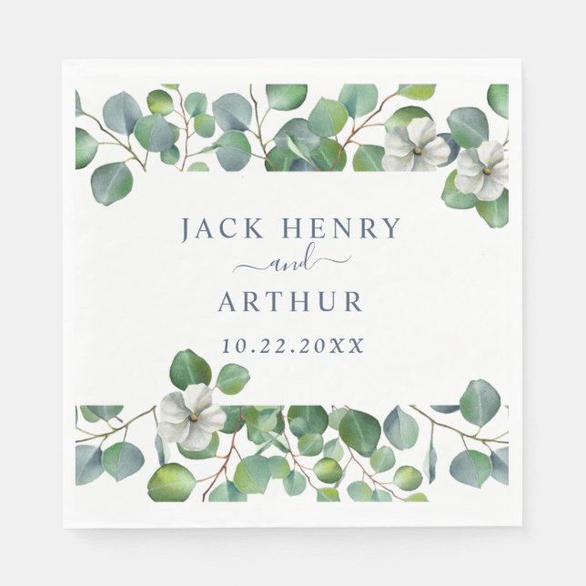 Serviette En Papier Elegant Eucalyptus Greenery Wedding (Devant)