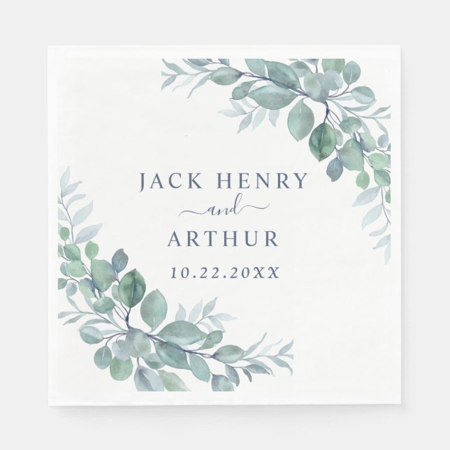 Serviette En Papier Elegant Eucalyptus Greenery Wedding (Devant)