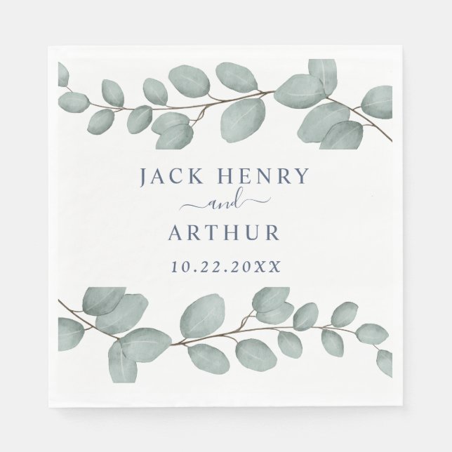 Serviette En Papier Elegant Eucalyptus Greenery Wedding (Devant)