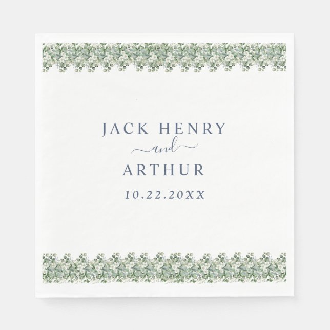 Serviette En Papier Elegant Eucalyptus Greenery Wedding (Devant)