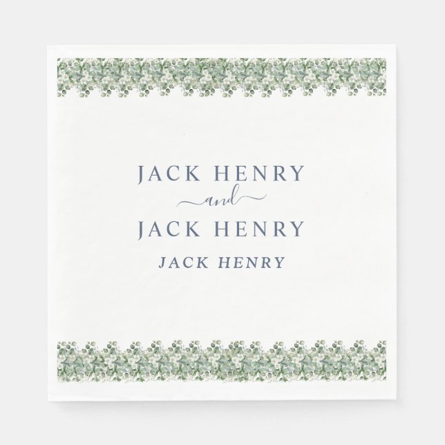 Serviette En Papier Elegant Eucalyptus Greenery Wedding Napkins (Devant)