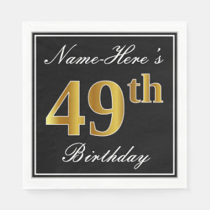 Serviette En Papier Elégant, Faux Gold 49e anniversaire + Nom personna