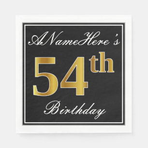 Serviette En Papier Elégant, Faux Gold 54e anniversaire + Nom personna