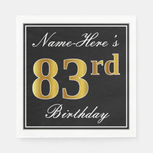 Serviette En Papier Élégant, Faux Gold 83e anniversaire + Nom person