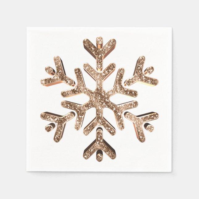 Serviette En Papier Élégant Faux Gold Diamonds Snowflake Noël (Devant)