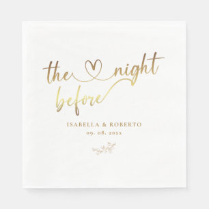 Serviette En Papier Élégant Faux Or La Nuit Avant Le Mariage