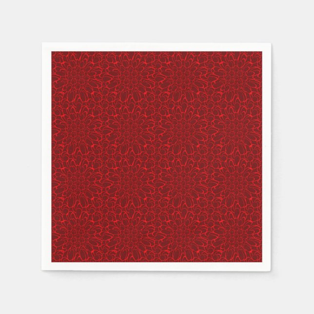 Serviette En Papier Elegant festive red floral pattern (Devant)
