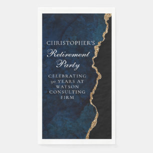 Serviette En Papier Élégant fête de retraite personnalisée bleu marine