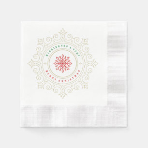 Serviette En Papier Élégant Feu de neige Orné Salutation de vacances