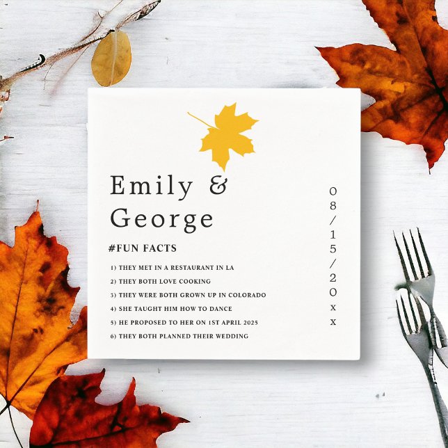 Serviette En Papier Élégant Feuilles d'automne Jaune Mariage Floral ru (Créateur téléchargé)