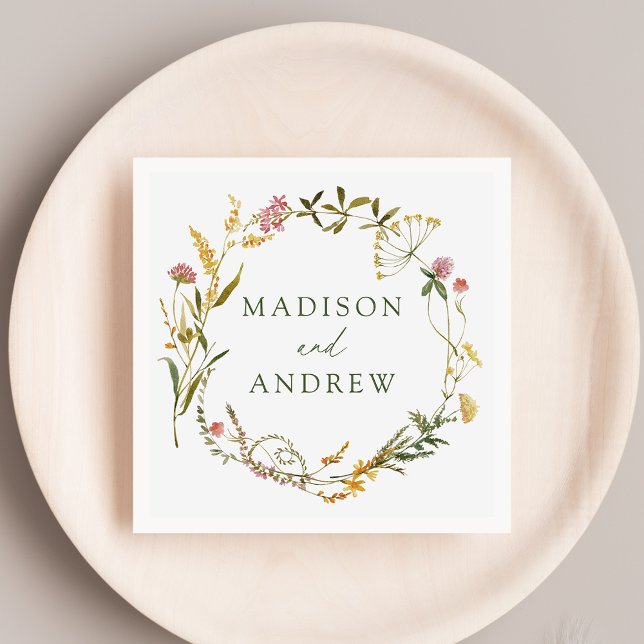Serviette En Papier Élégant Fleur sauvage d'été Mariage de couronne (Créateur téléchargé)