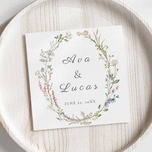 Serviette En Papier Elégant Fleur sauvage Floral Mariage Jardin 