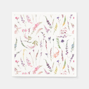 Serviette En Papier Élégant Fleur sauvage moderne Mariage aquarelle
