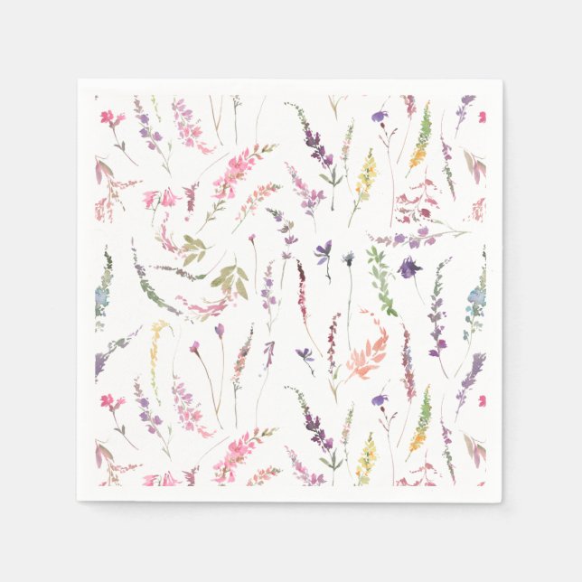 Serviette En Papier Élégant Fleur sauvage moderne Mariage aquarelle  (Devant)