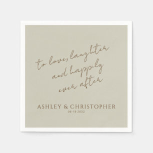 Serviette En Papier Élégant Fleur sauvage moderne Taupe Mariage