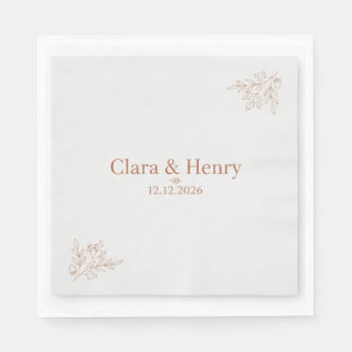 Serviette En Papier Élégant Fleurs Botaniques Personnalisé pour la Mar