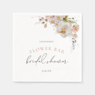 Serviette En Papier Élégant Fleurs Roses Bar Floral Shower Nuptial