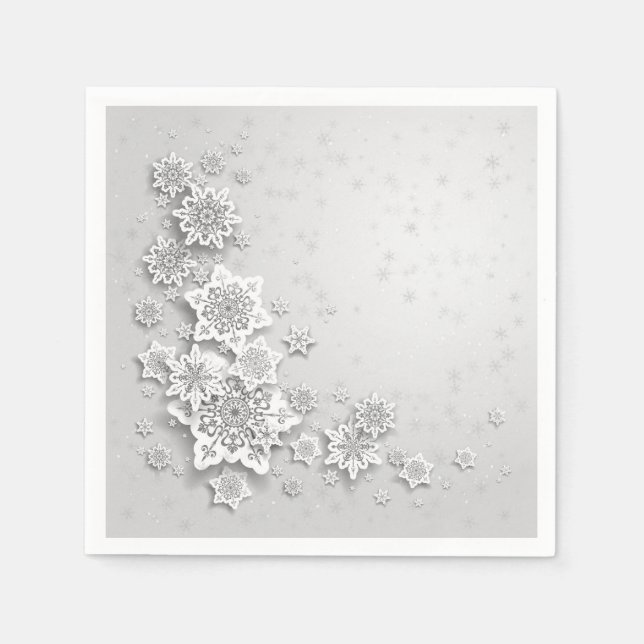 Serviette En Papier Élégant flocon de neige mariage serviettes (Devant)