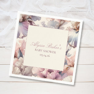 Serviette En Papier Elégant floral Blush moderne Baby shower bébé fill
