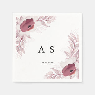 Serviette En Papier Elegant floral Burgunder